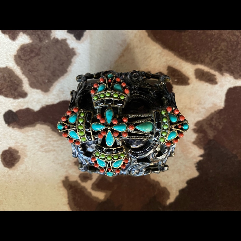 Stone Cross Cuff Bracelet